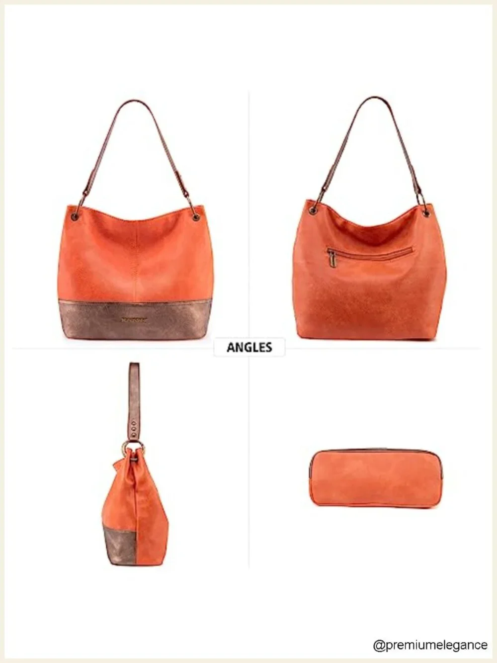 Vegan Leather Hobo Shoulder Bag with Back Pocket